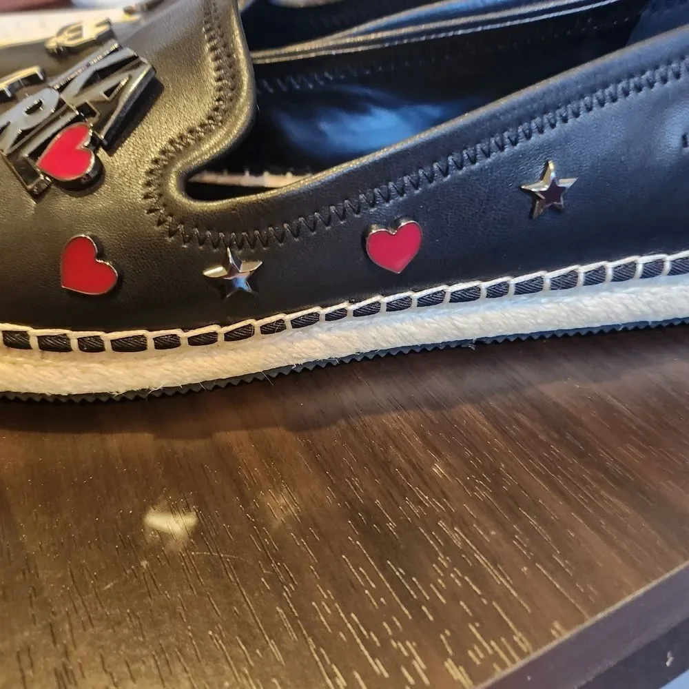 Karl Lagerfeld Black Espadrilles with Heart and Star Details